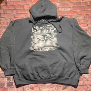 VTG Harley Davidson HOG Hoodie Sweatshirt Wisconsin Rally Skelton Graphic Sz 2XL